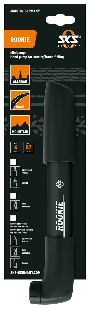 SKS Rookie No. 4 Minipumpe 285-300mm Multi Ventil 6bar/87psi - Sort