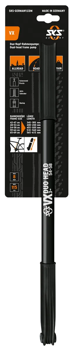 SKS VX 3 Håndpumpe 455-505mm Multi Ventil 6bar/87psi - Sort