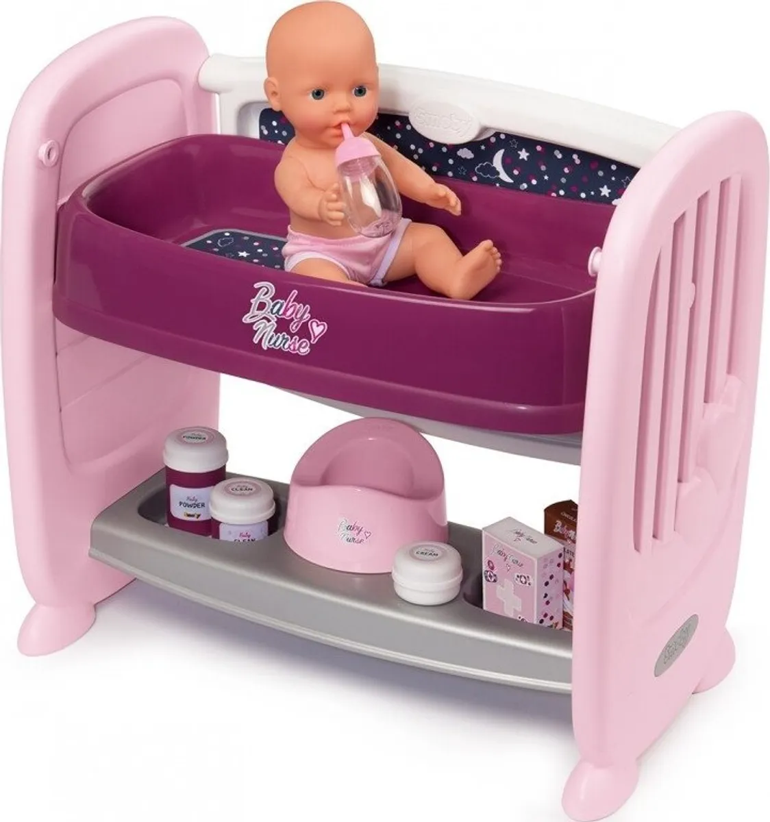 Smoby Baby Nurse - 2-i-1 Dukkeseng Og Puslebord