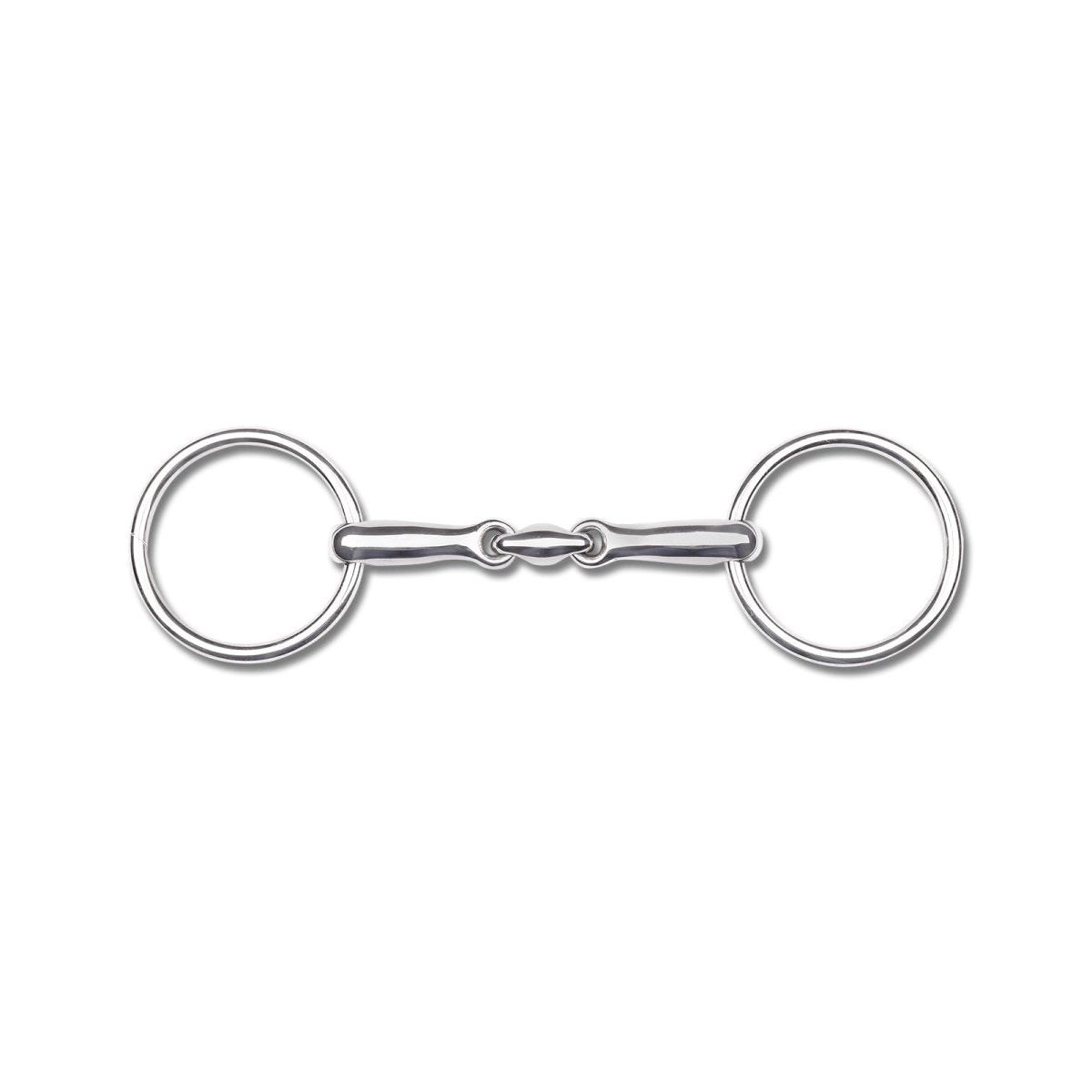 Snaffle bit double broken SS solid, T:14mm, R:6cm