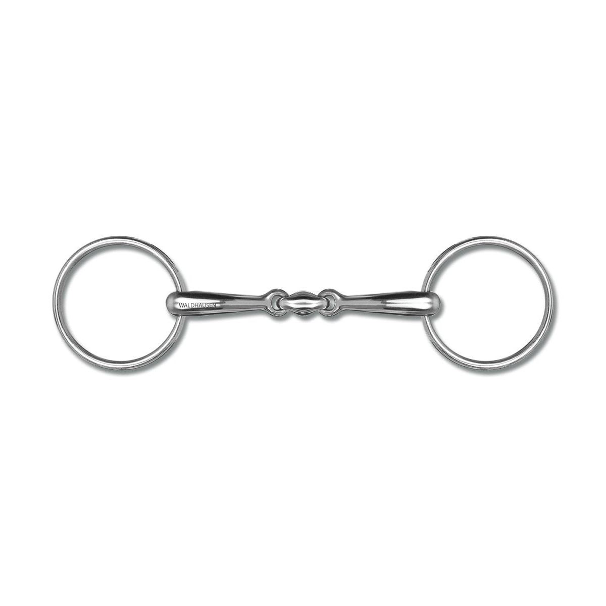 Snaffle bit double broken SS solid, T:16mm, R:7cm