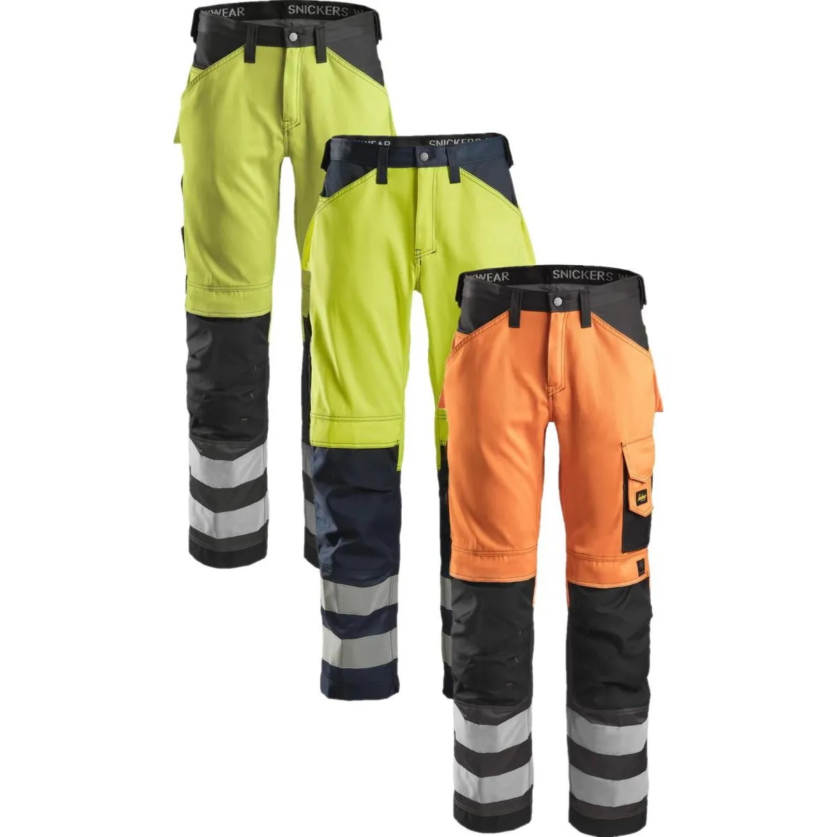 Snickers 3333 high-vis bukser, klasse 2 gul/navy 144