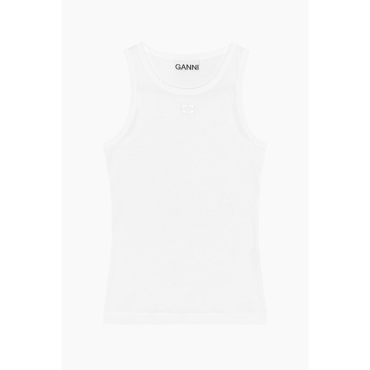 Soft Cotton Rib Tank Top T3897 - Bright White - GANNI - Hvid M