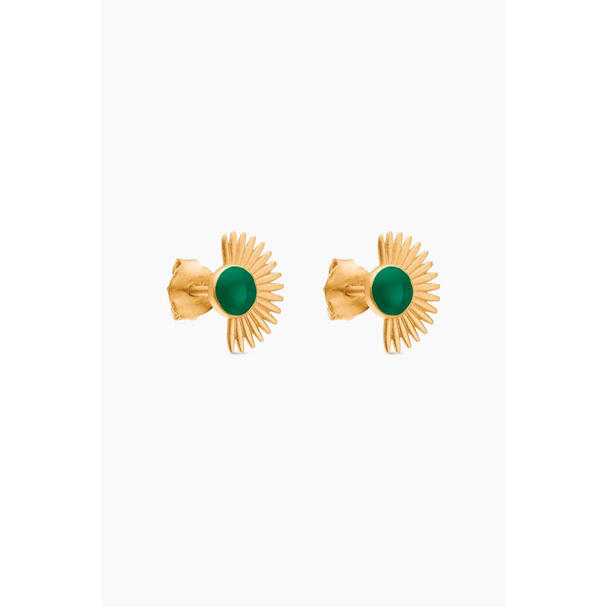 Soleil Studs - Gold/Petrol Green - ENAMEL - Guld One Size