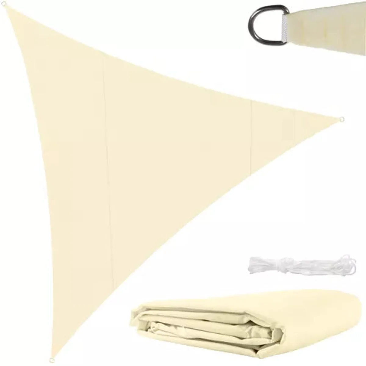 Solsejl Trekantsformet 4x4x4m - Beige - WeDoBetter.dk