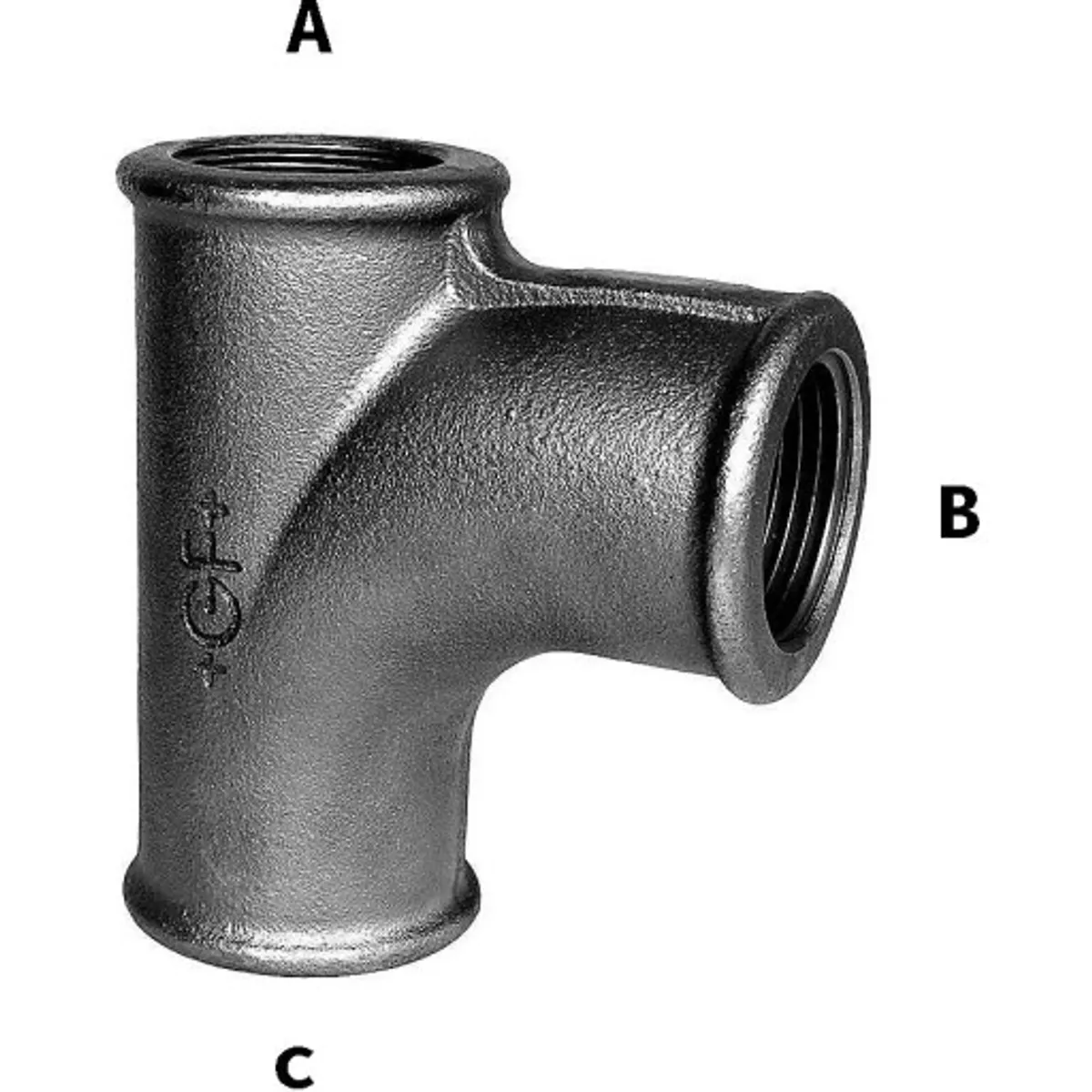 Sort strømtee 3/4"