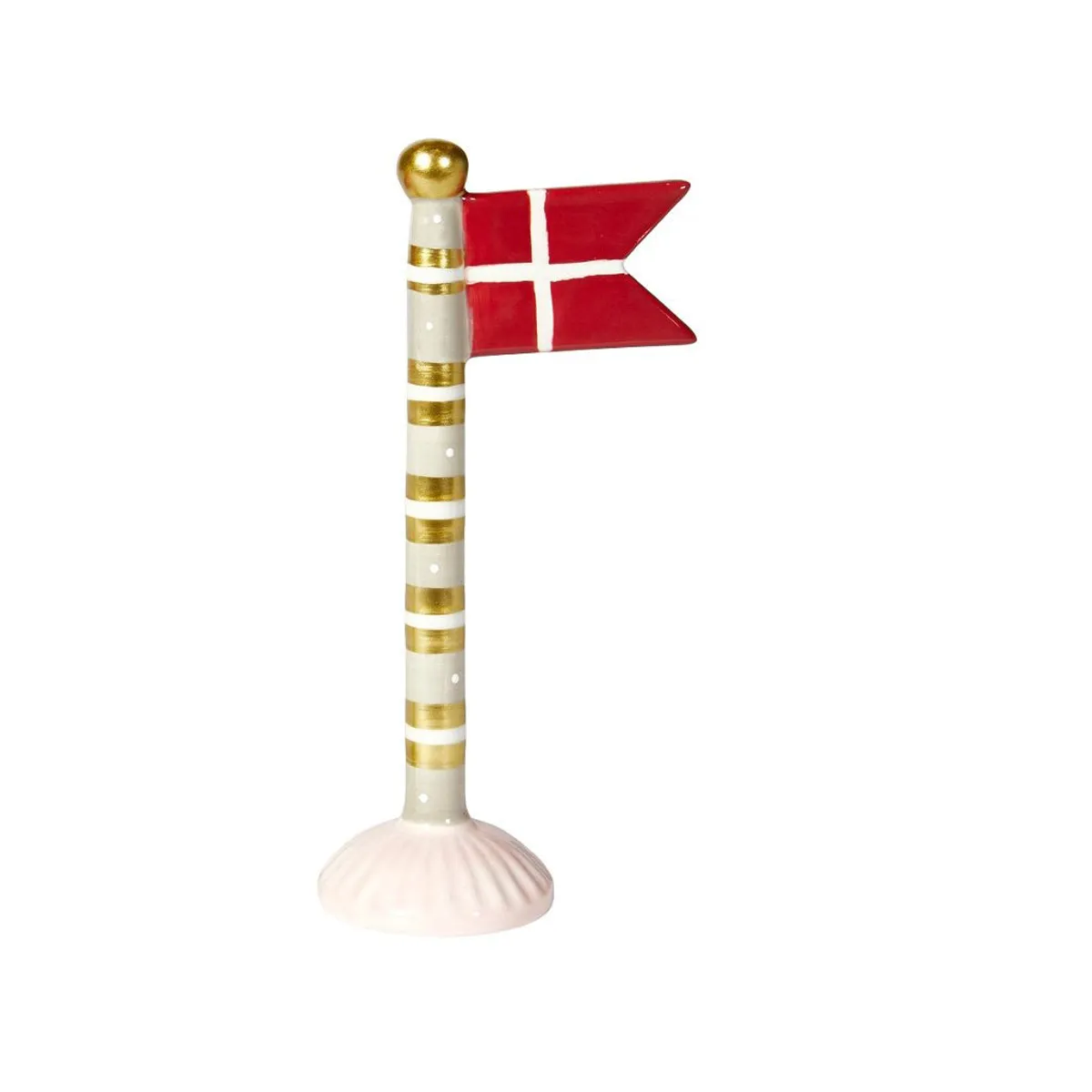 Speedtsberg - Fødselsdagsflag striber lyserød/hvid/grå/guld 19cm