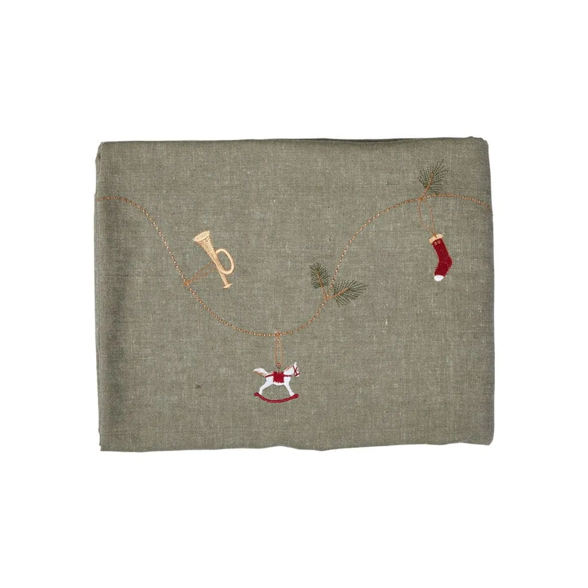 Speedtsberg Juledug m. broderi - 140 x 240 cm - Green Melange