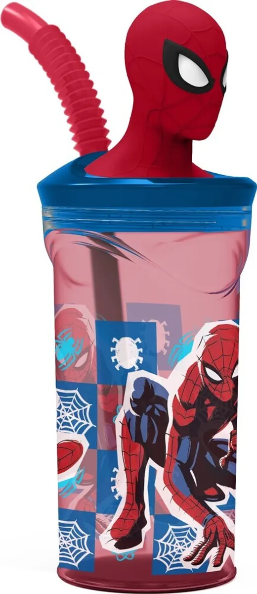 Spiderman - Drikkedunk Med Sugerør - Tumbler - 360 Ml