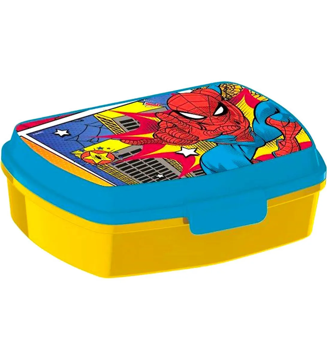 Spiderman Madkasse - Funny Sandwich Box - Gul/Blå