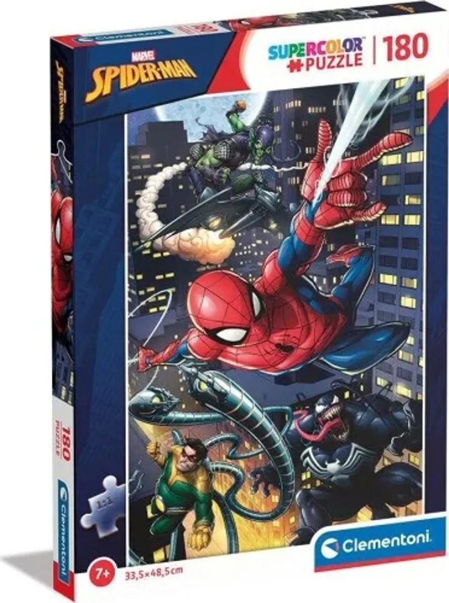 Spiderman Puslespil - Marvel - Super Color - Clementoni - 180 Brikker