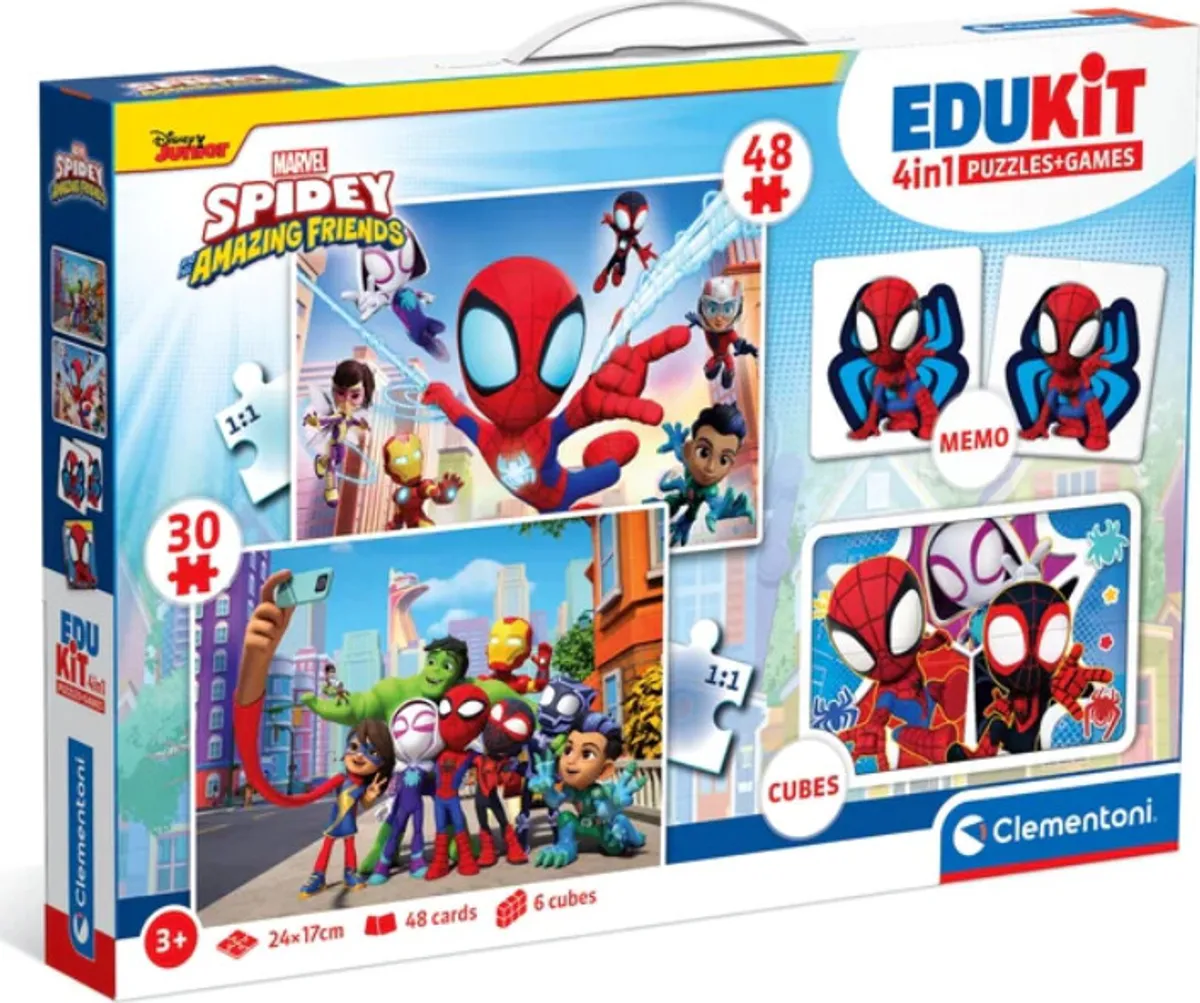 Spidey Puslespil Og Vendespil - Edukit 4-i-1 - Clementoni