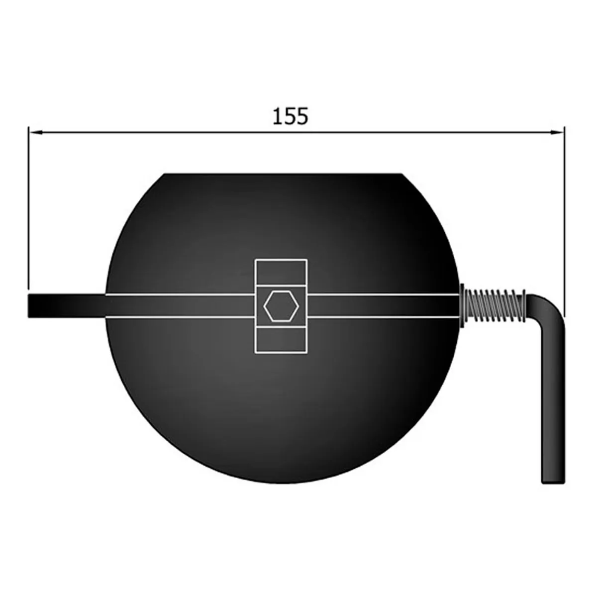 Spjæld Ø120 mm - Sort - 155 mm