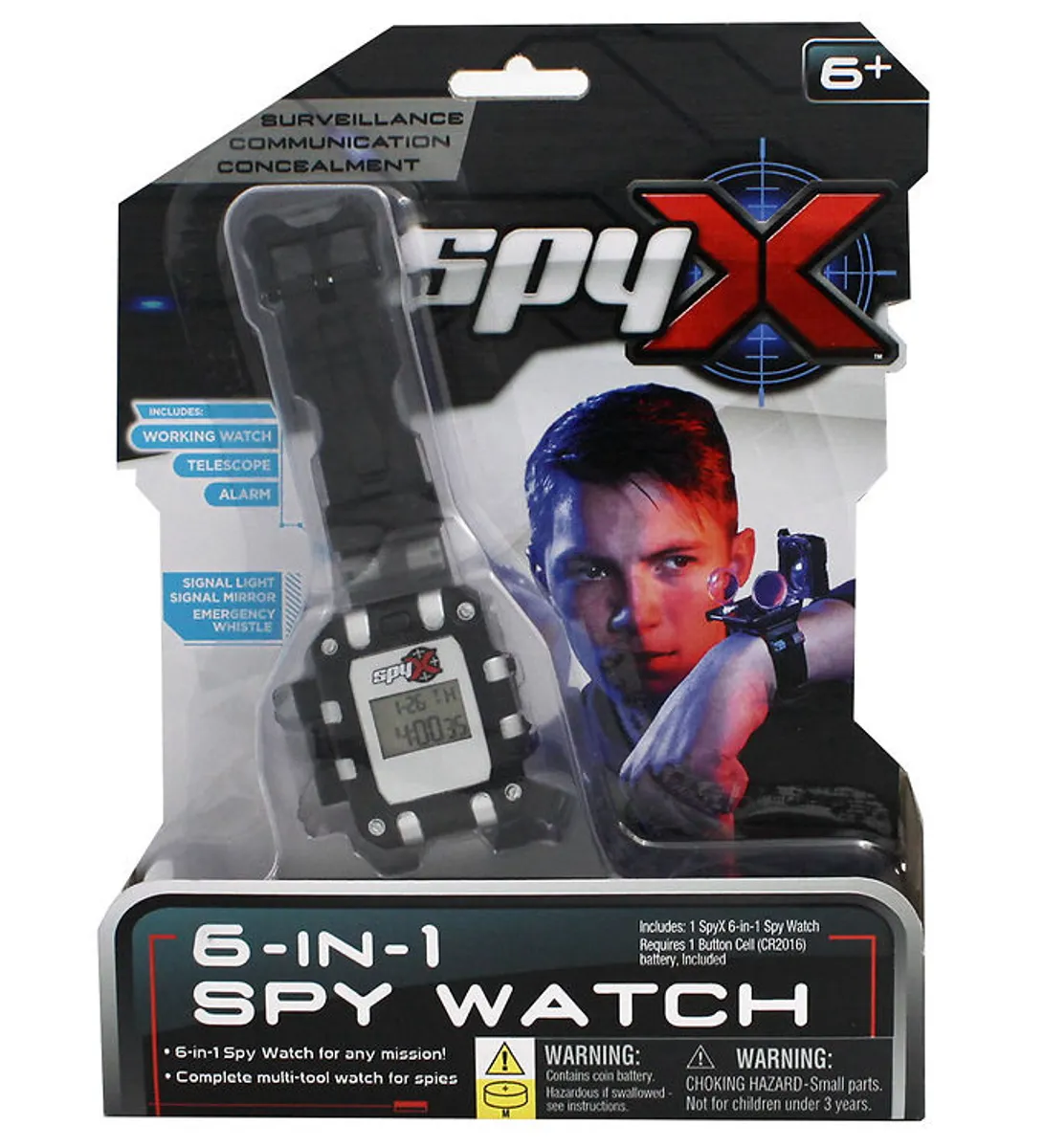 SpyX - 6-in-1 Spy Watch - Sort/Sølv