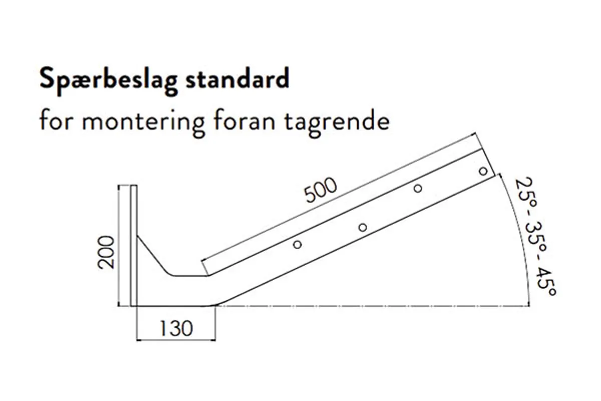 Spærbeslag til tagspær - vælg imellem 3 ... 25 grader