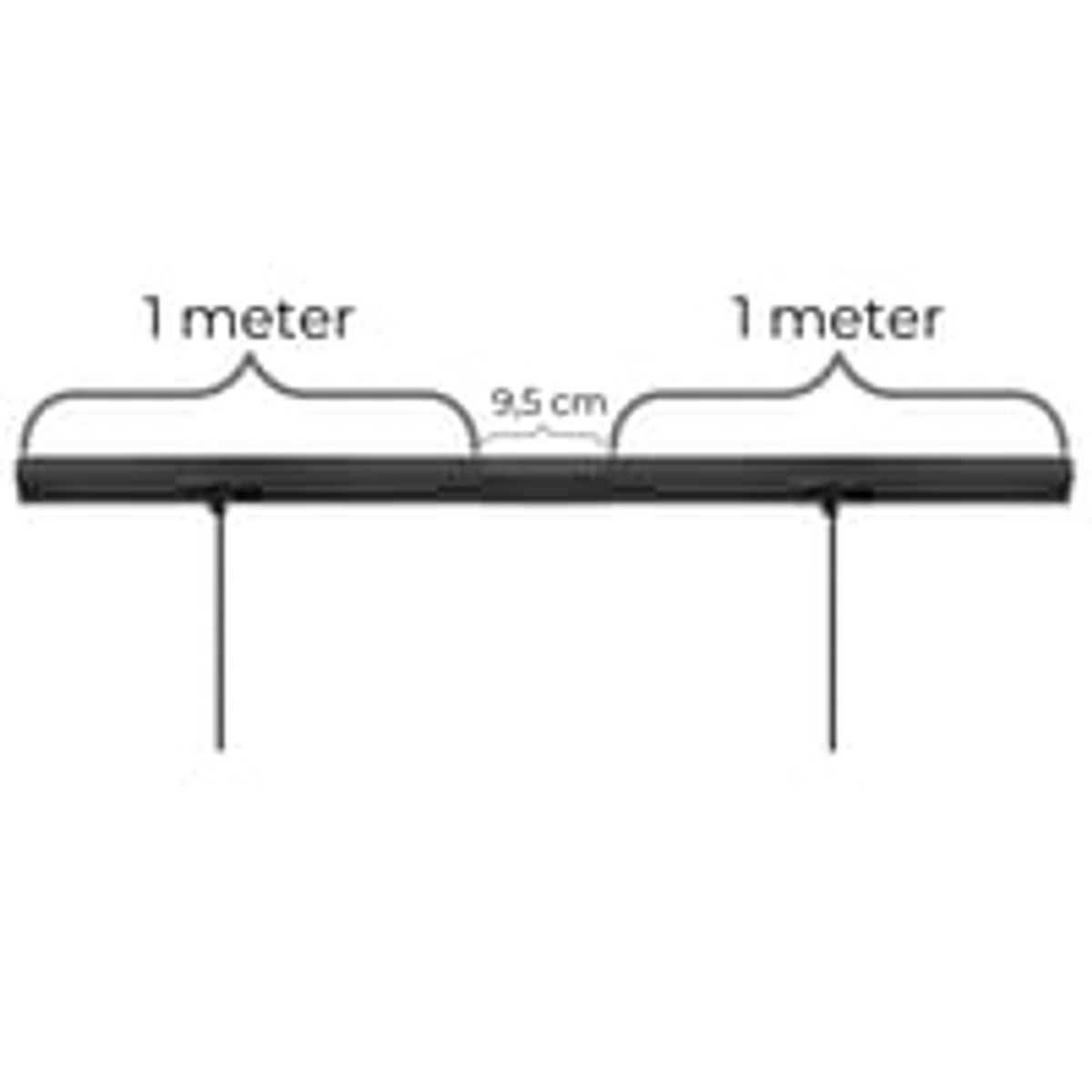 Square lampeskinne til loft til nedhngte lamper (pendler), til 3 lamper, midtertilslutning, sort, 2 meter