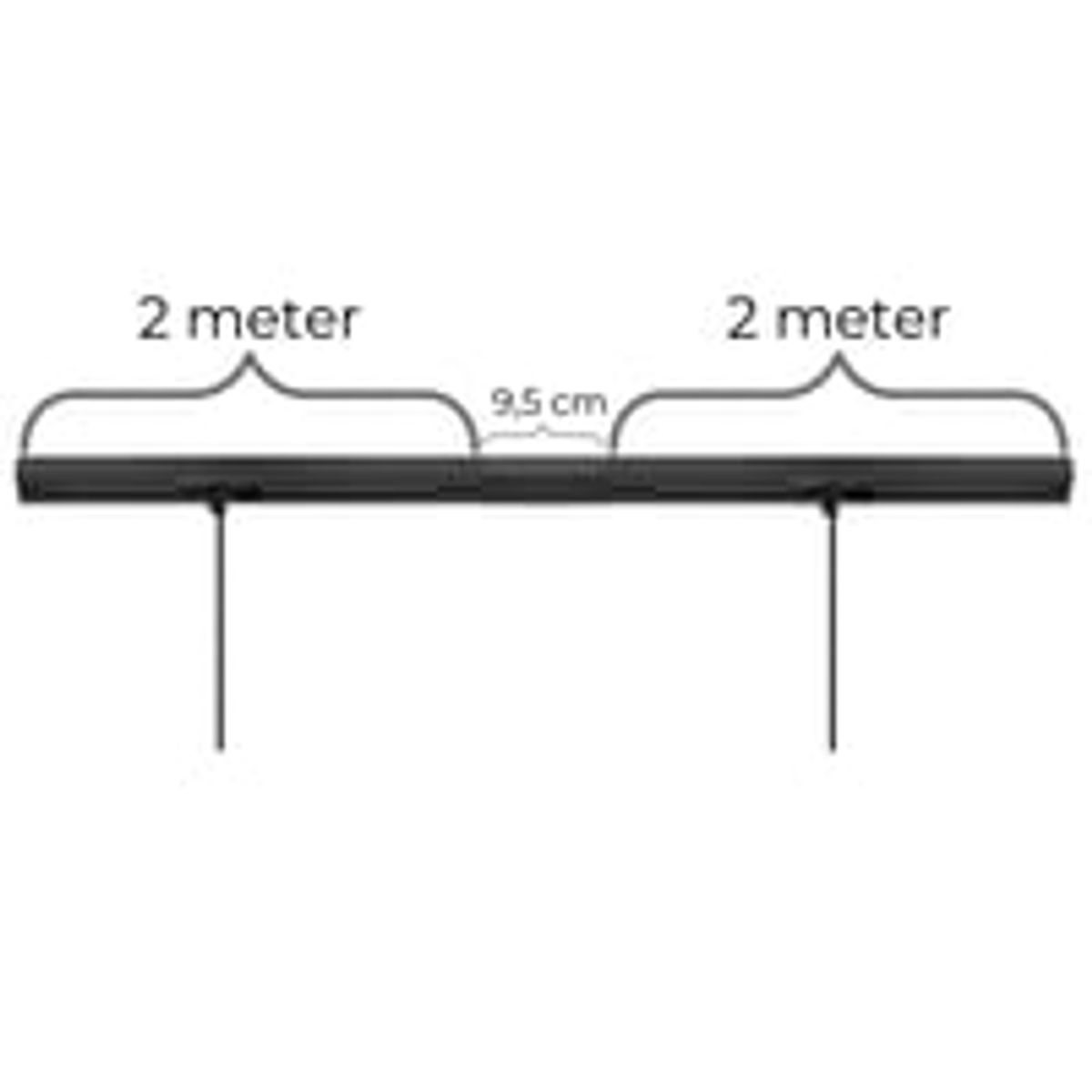 Square lampeskinne til loft til nedhngte lamper (pendler), til 4 lamper, midtertilslutning, sort, 4 meter