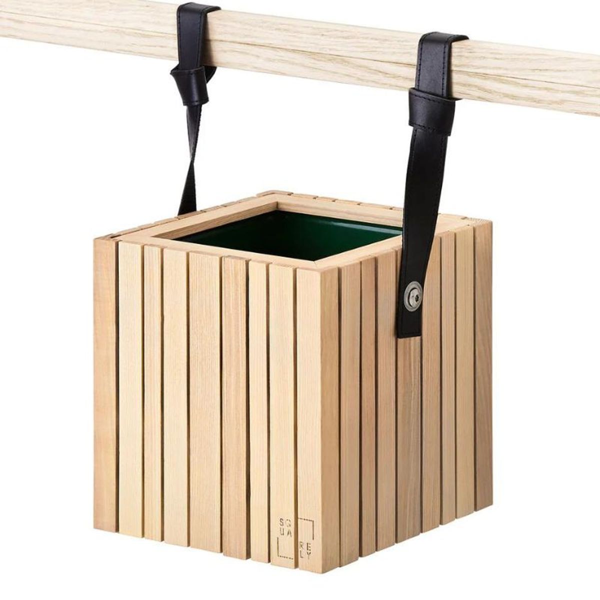 Squarely GrowON plantekasse i naturlig ask + HoldON stropper Flere varianter - 48 cm / Sort nylon