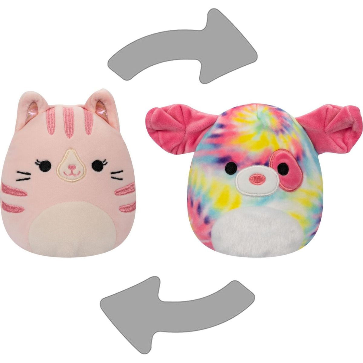 Squishmallows Bamse - Flip A Mallow - Laura Kat Og Sheena Hund - 13 Cm