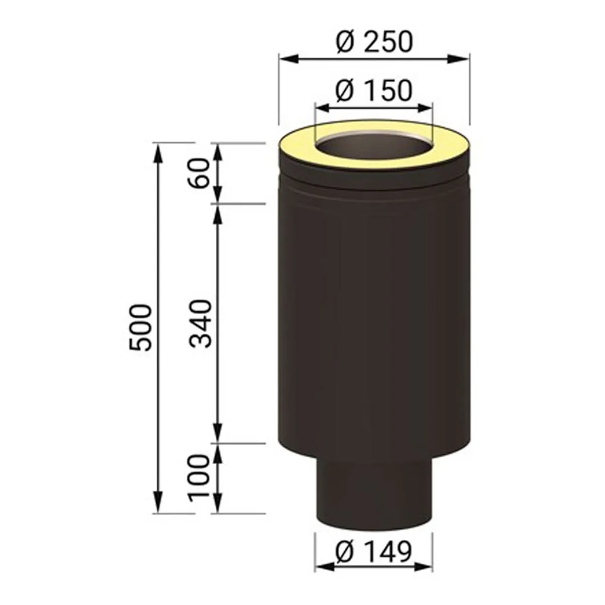 Startsektion Isoleret Design Line Ø150