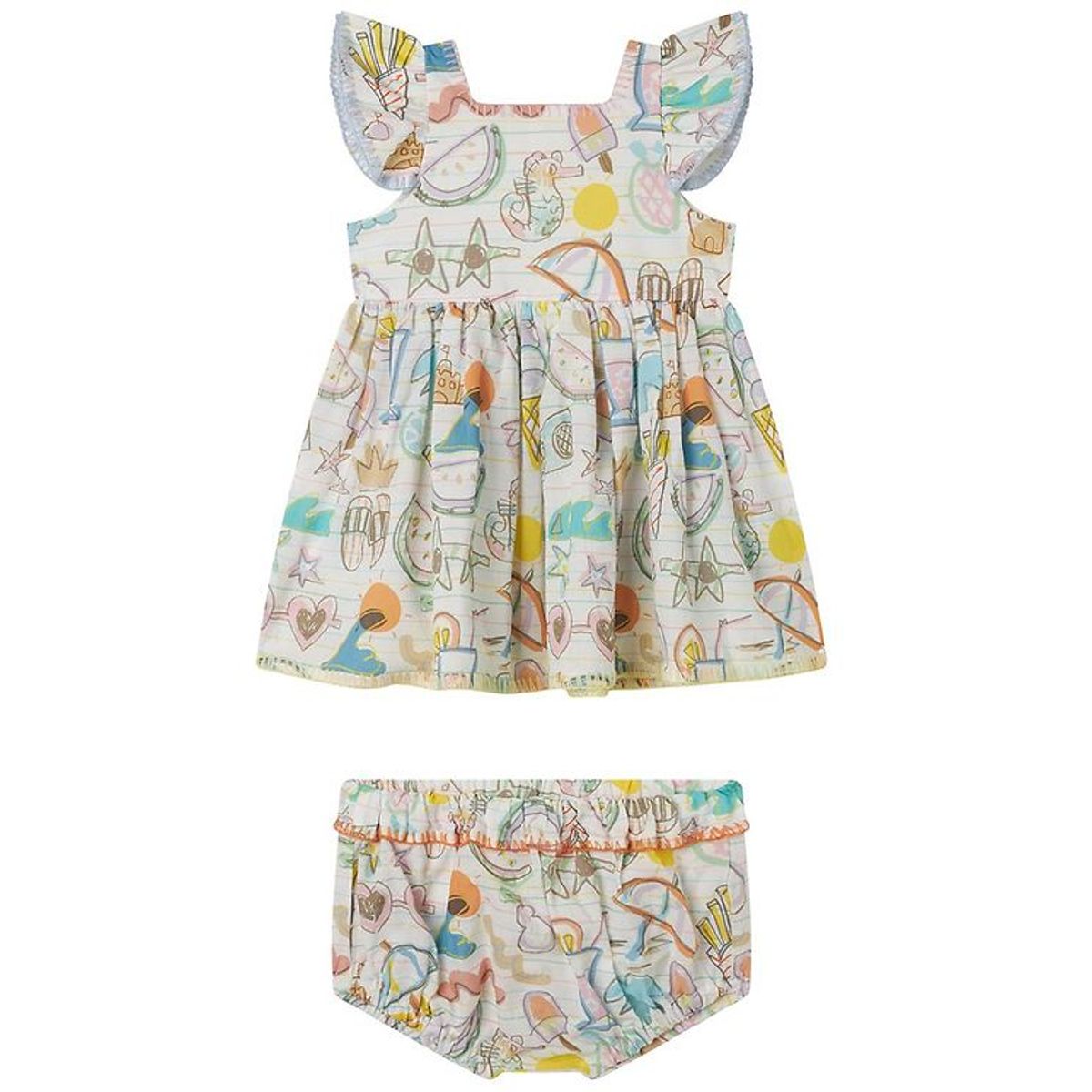 Stella McCartney Kids Kjole m. Bloomers - Hvid/Pastel