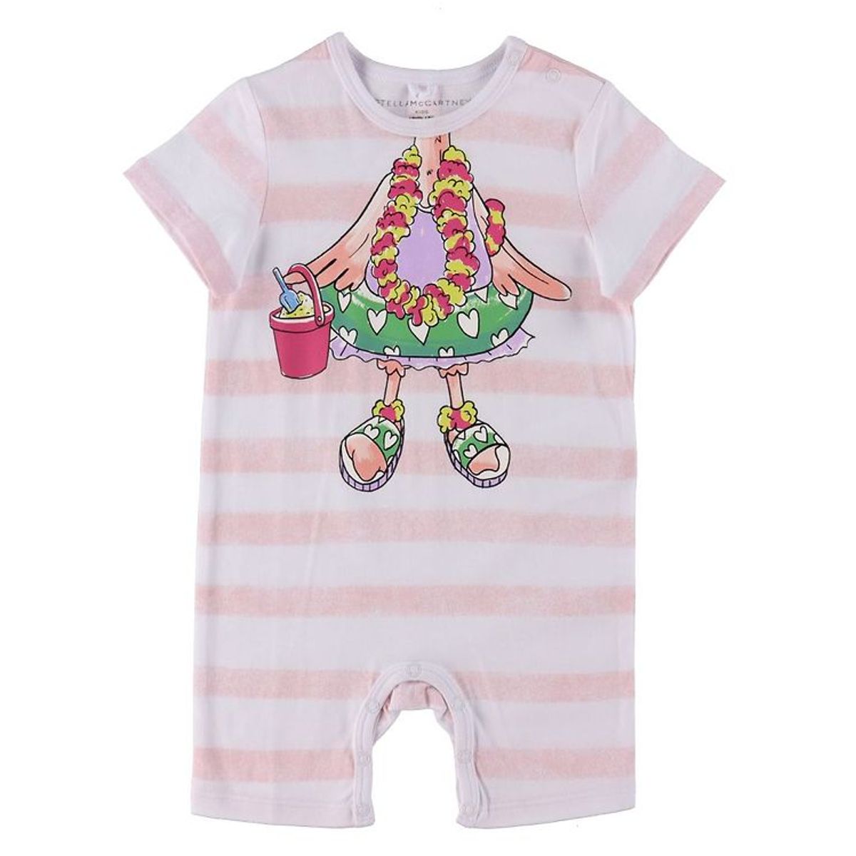 Stella McCartney Kids Sommerdragt - Hvid/Rosastribet m. Flamingo