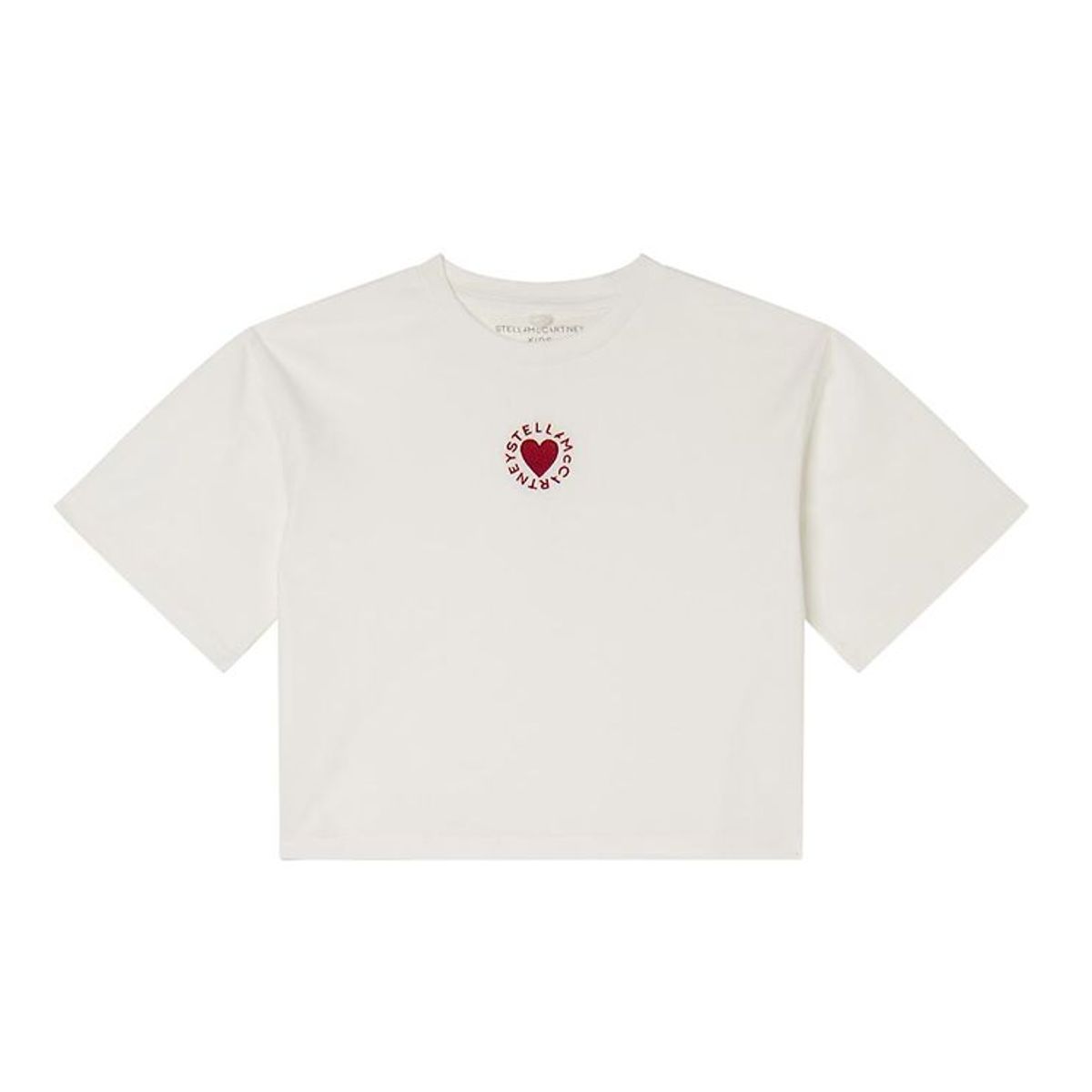 Stella McCartney Kids T-shirt - Cropped - Hvid m. Hjerte