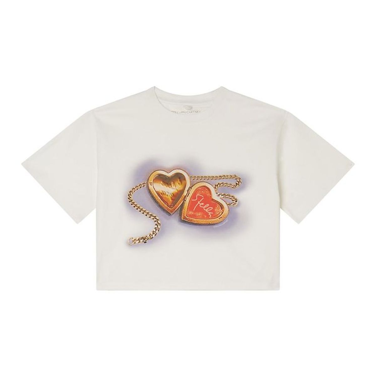 Stella McCartney Kids T-shirt - Cropped - Hvid m. Hjerter