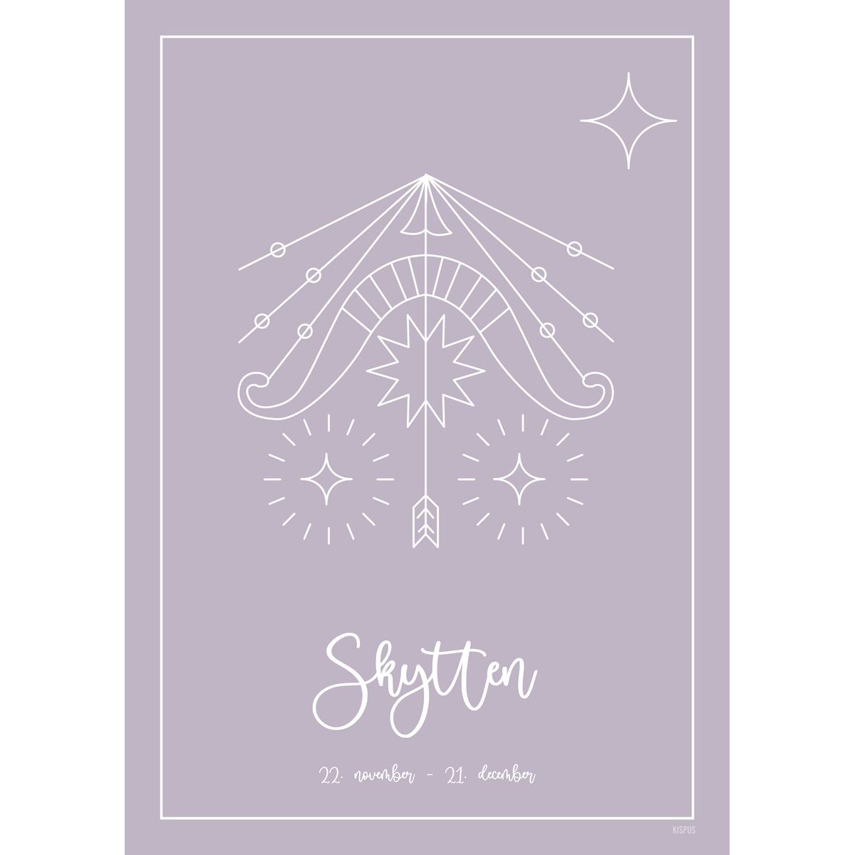 STJERNETEGN SKYTTEN PLAKAT (23.11 - 21.12) - 30x40 / Lilla