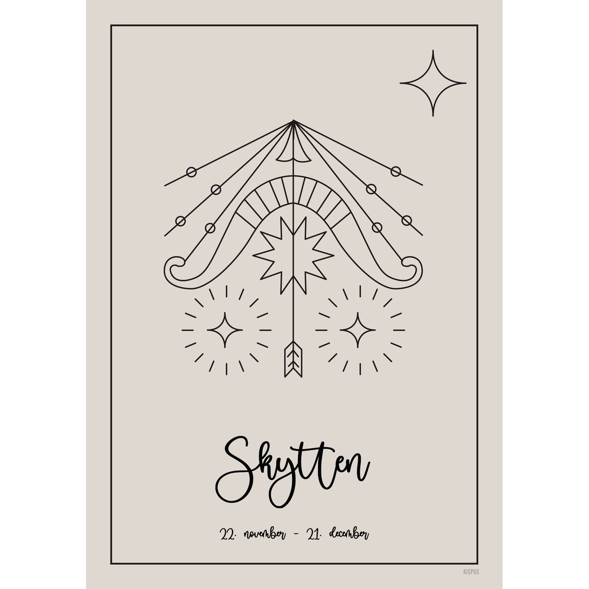 STJERNETEGN SKYTTEN PLAKAT (23.11 - 21.12) - 30x40 / Nude