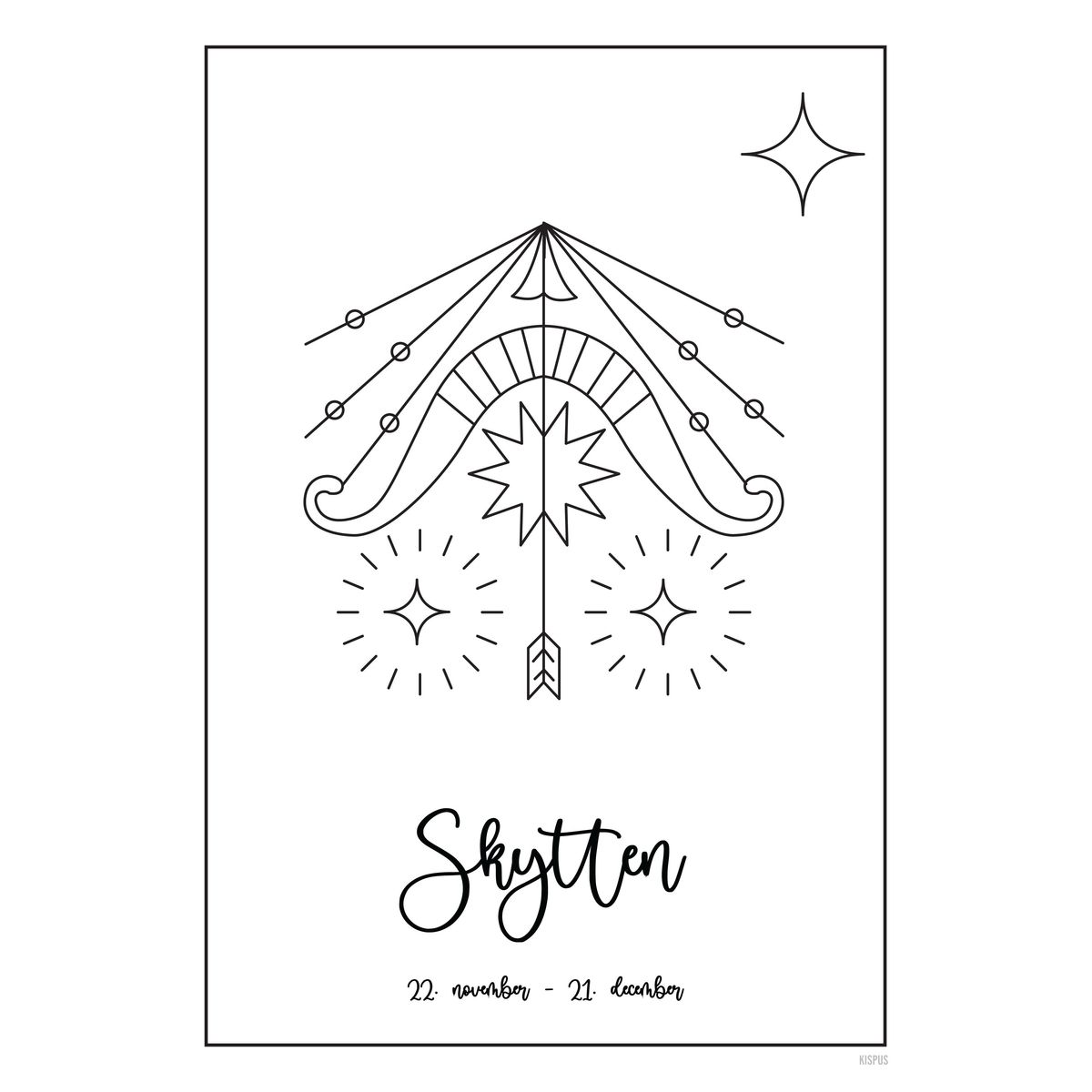 STJERNETEGN SKYTTEN PLAKAT (23.11 - 21.12) - 50x70 / Hvid