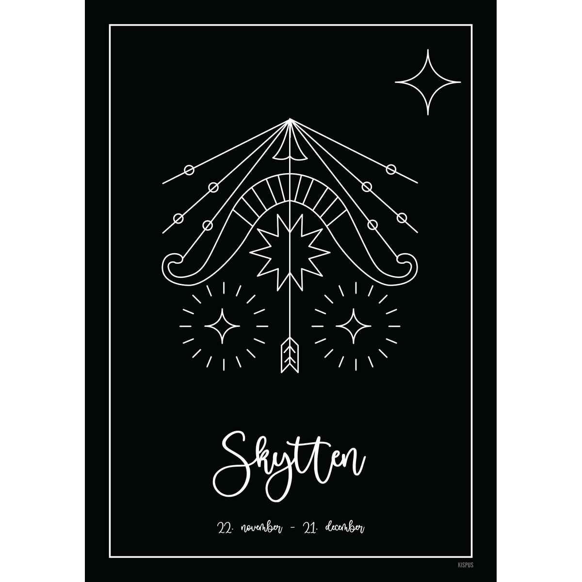 STJERNETEGN SKYTTEN PLAKAT (23.11 - 21.12) - 50x70 / Sort