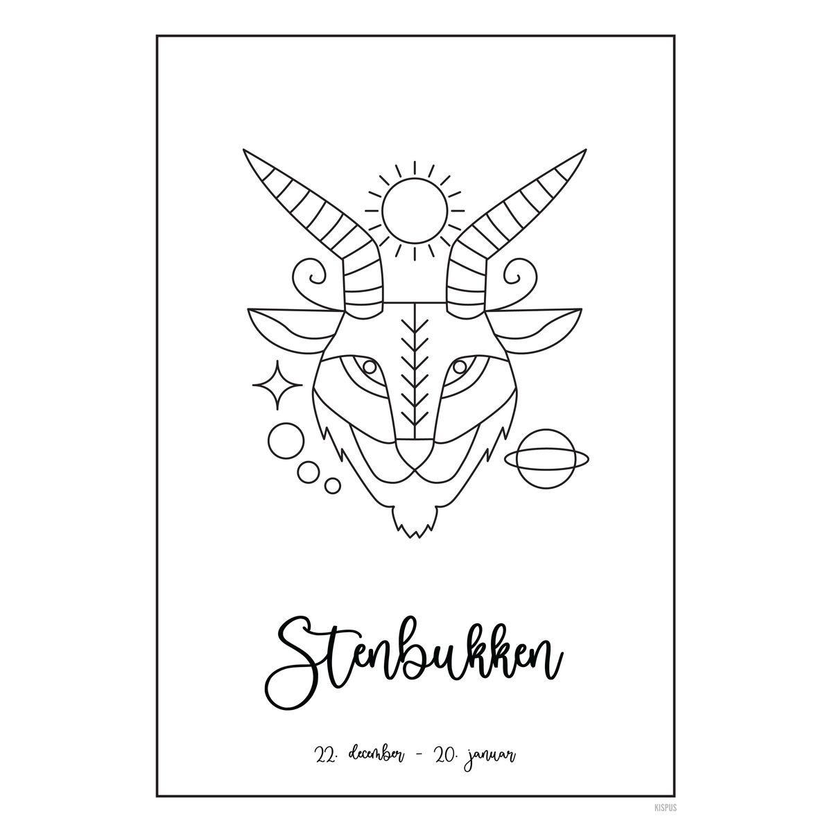 STJERNETEGN STENBUKKEN PLAKAT (21.12 - 19.01) - 30x40 / Hvid