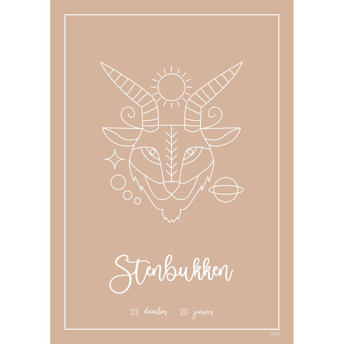 STJERNETEGN STENBUKKEN PLAKAT (21.12 - 19.01) - A4 / Nude