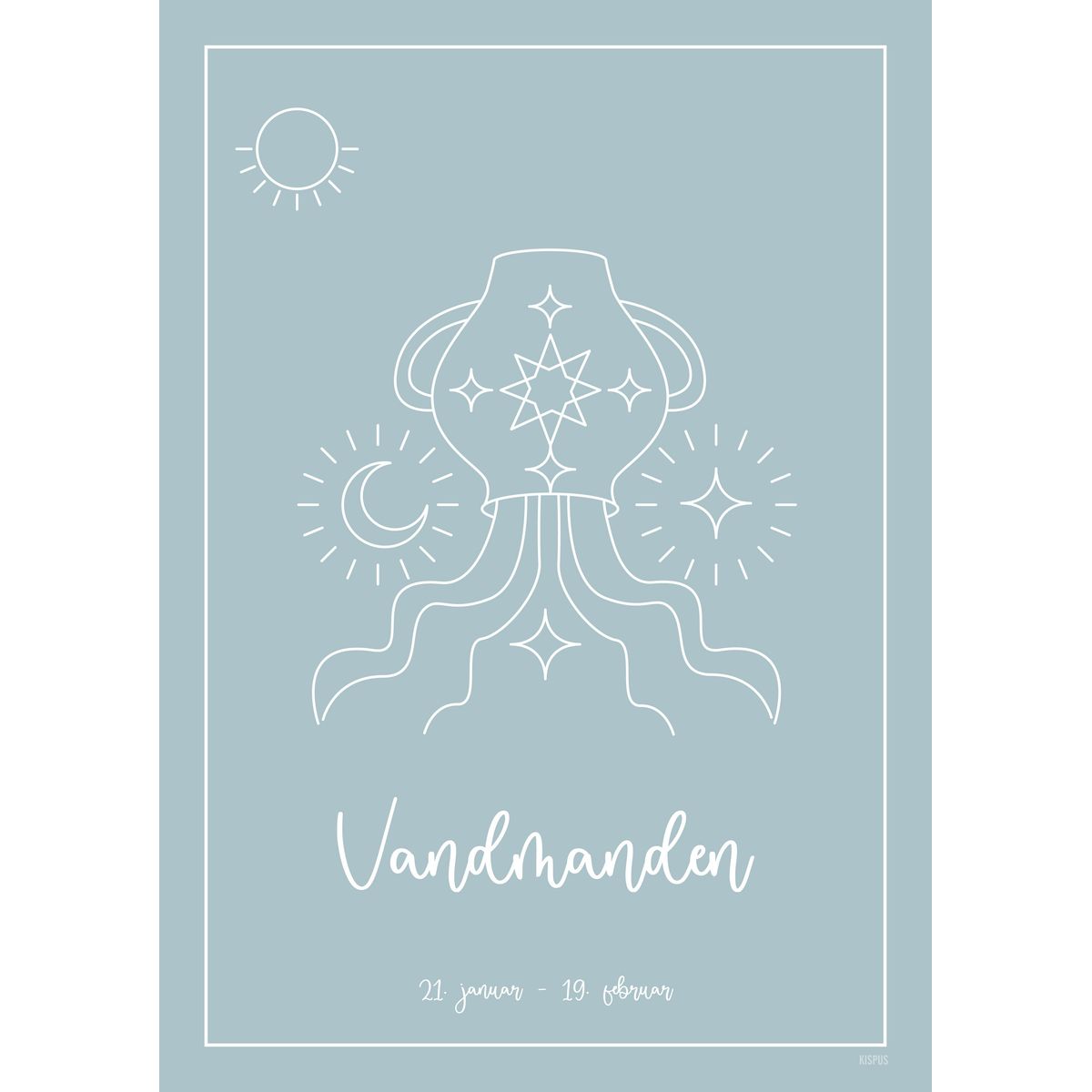 STJERNETEGN VANDMANDEN PLAKAT (21.01 - 18.02) - 50x70 / Hvid