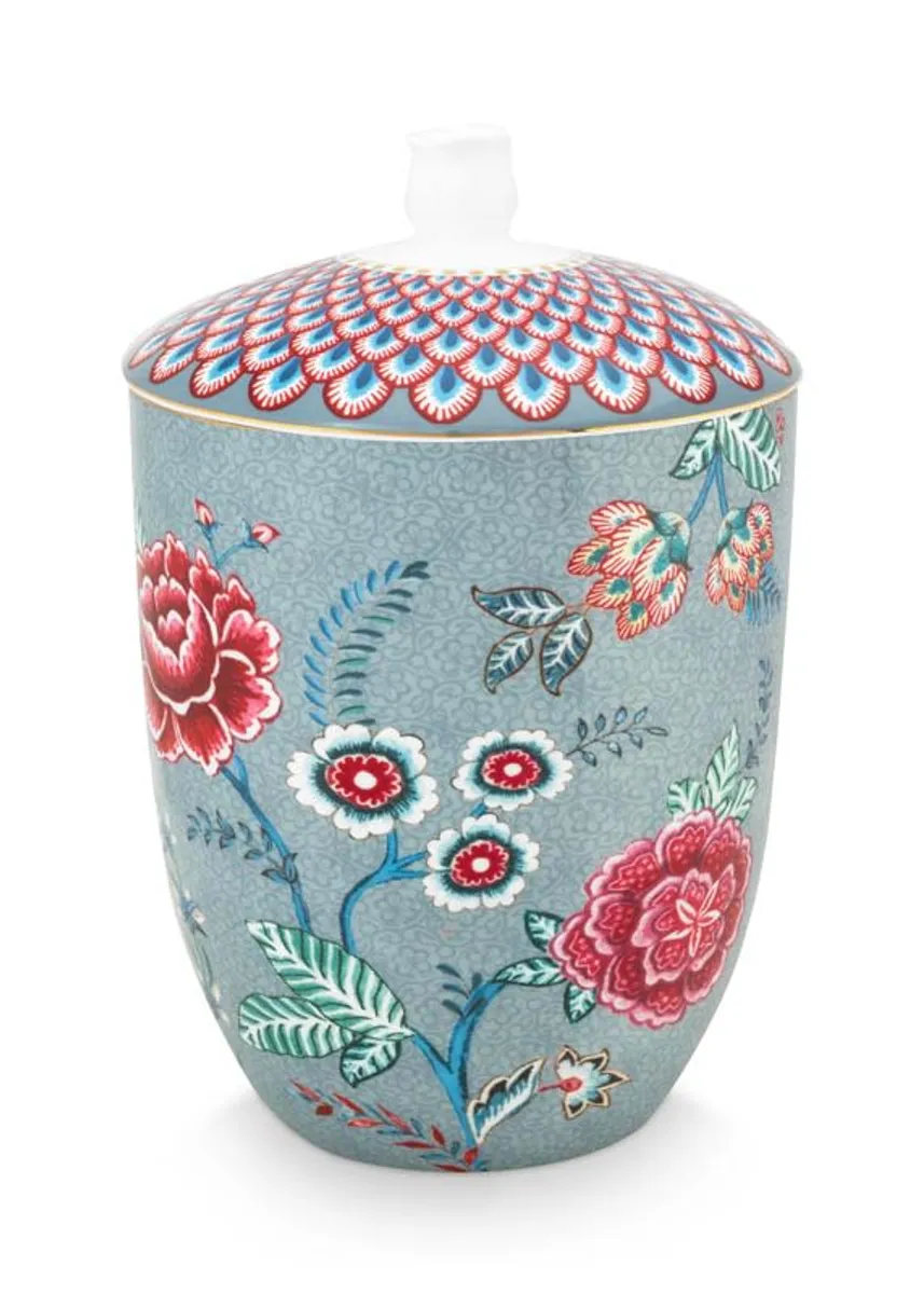 Storage Jar Flower Festival Light Blue 1.5ltr