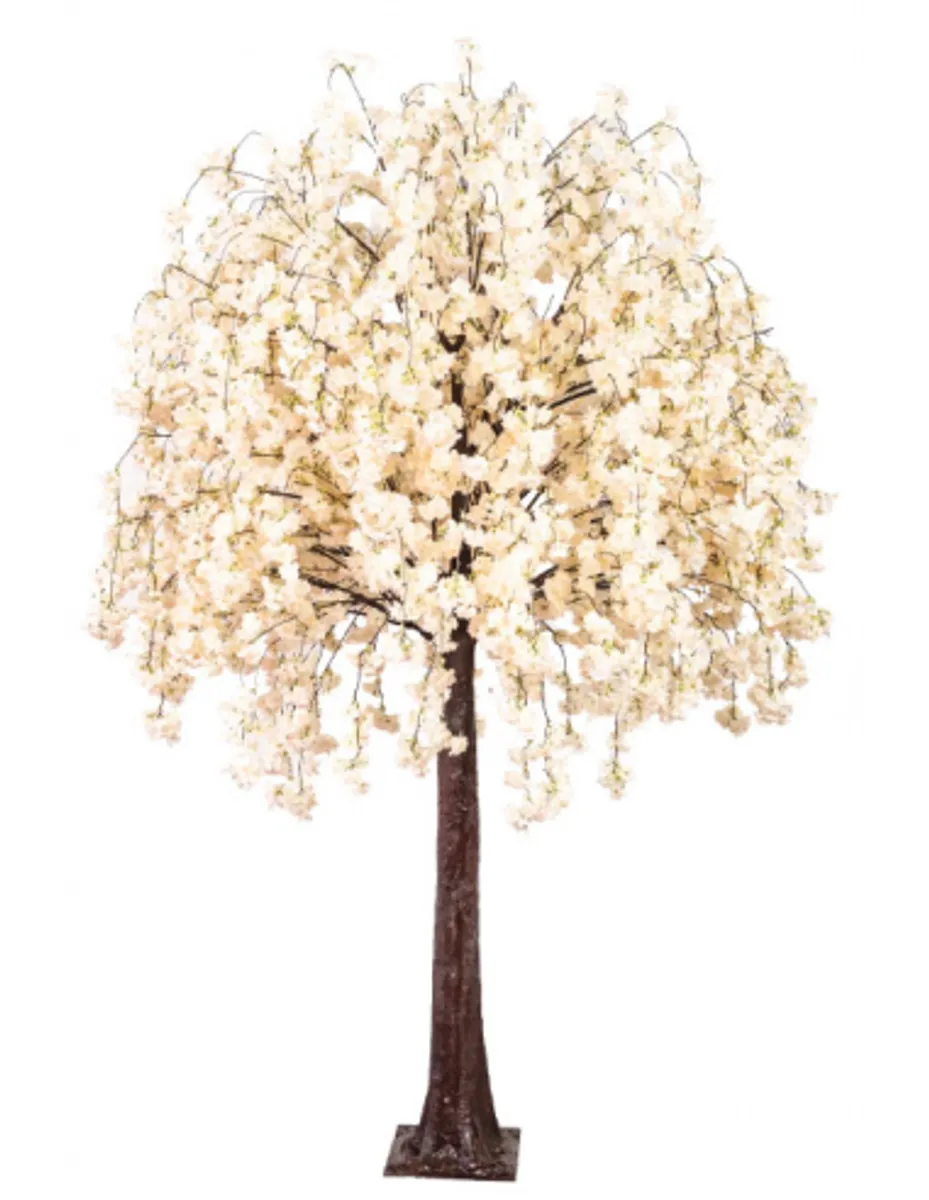 Stort kunstigt blomstertræ H280 cm - Creme