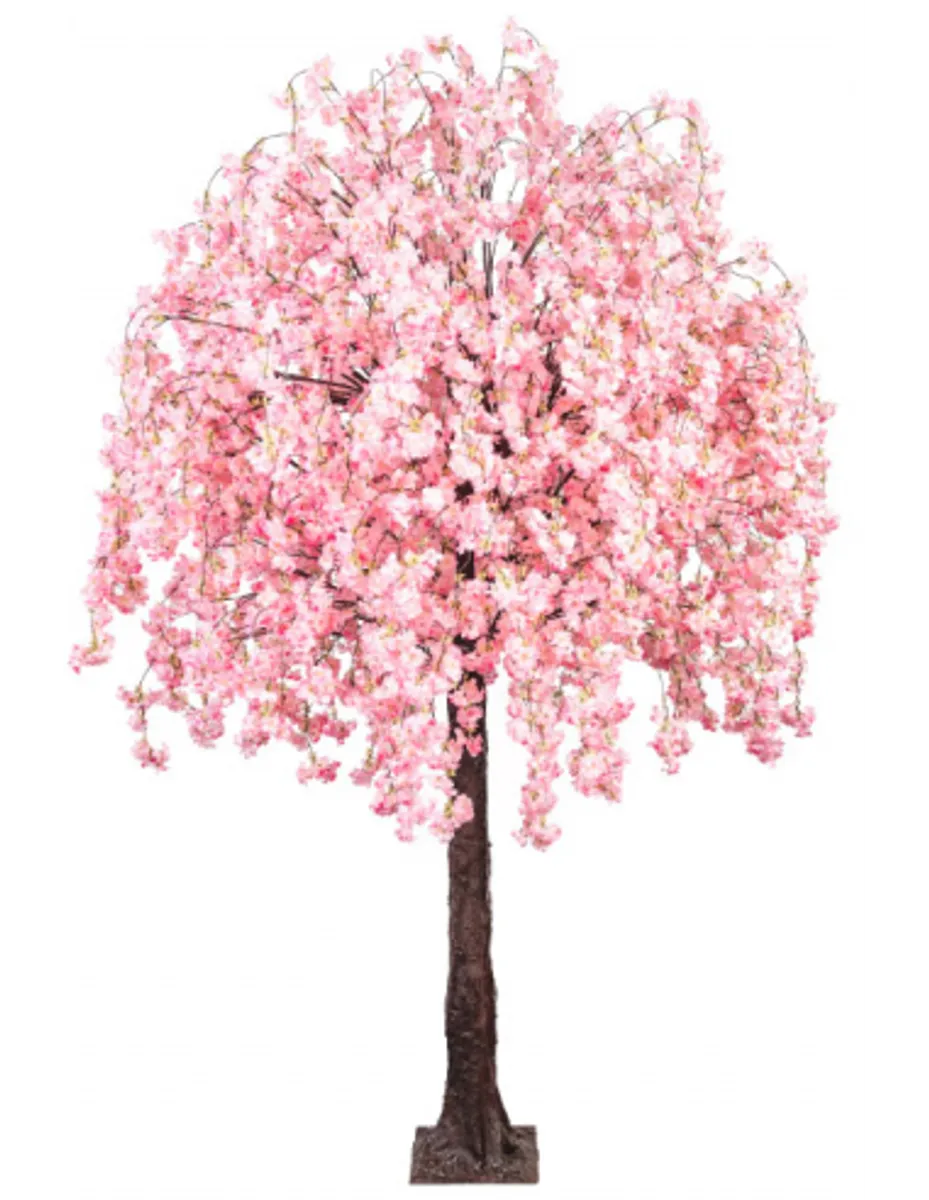 Stort kunstigt blomstertræ H280 cm - Lys pink