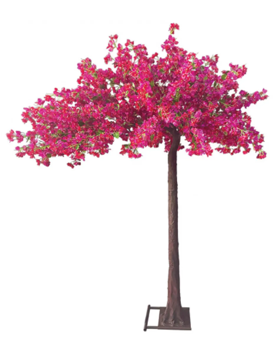 Stort kunstigt Bougainvillea blomstertræ H260 cm - Grøn/Fuchsia