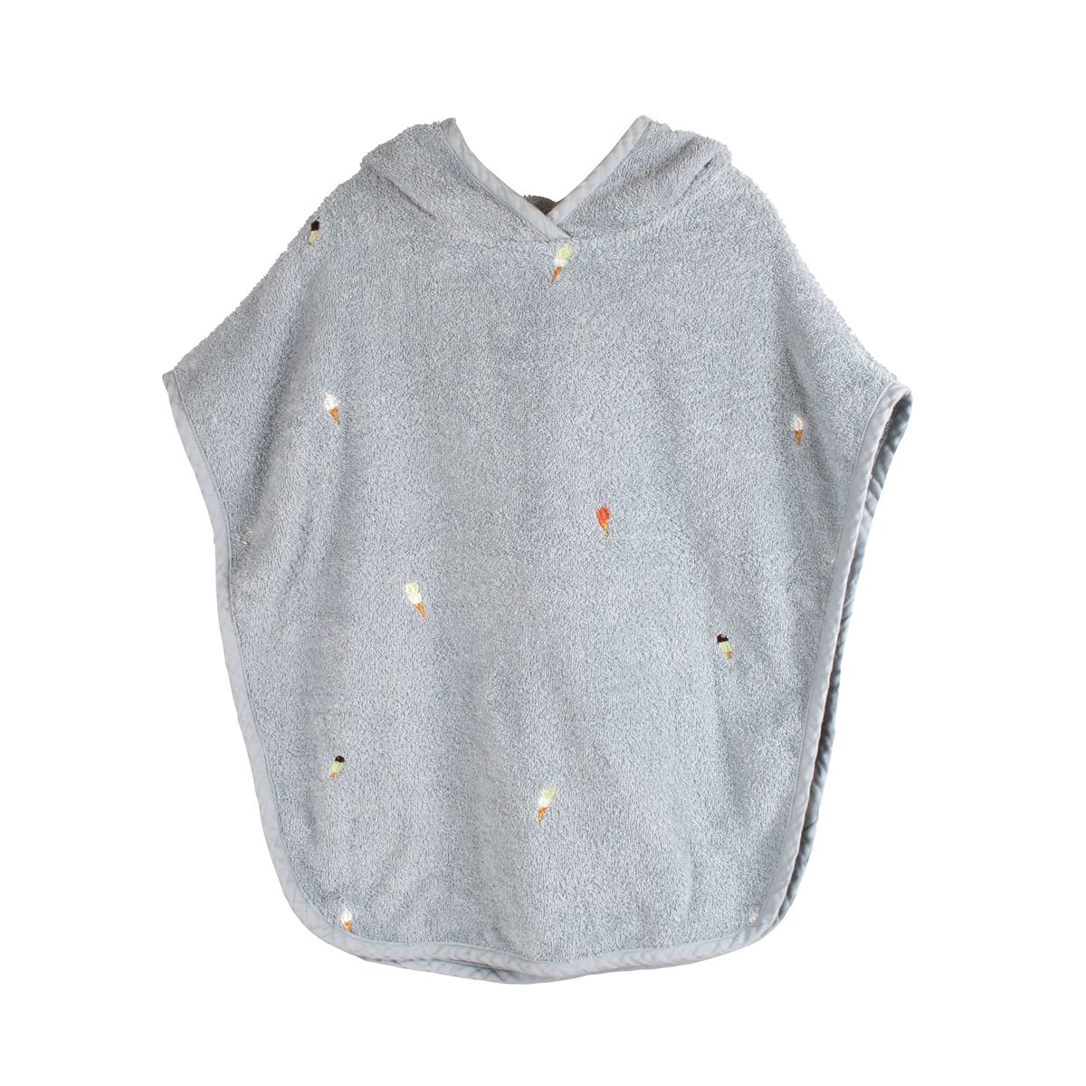 Strandponcho med broderi GOTS - Pearl Blue