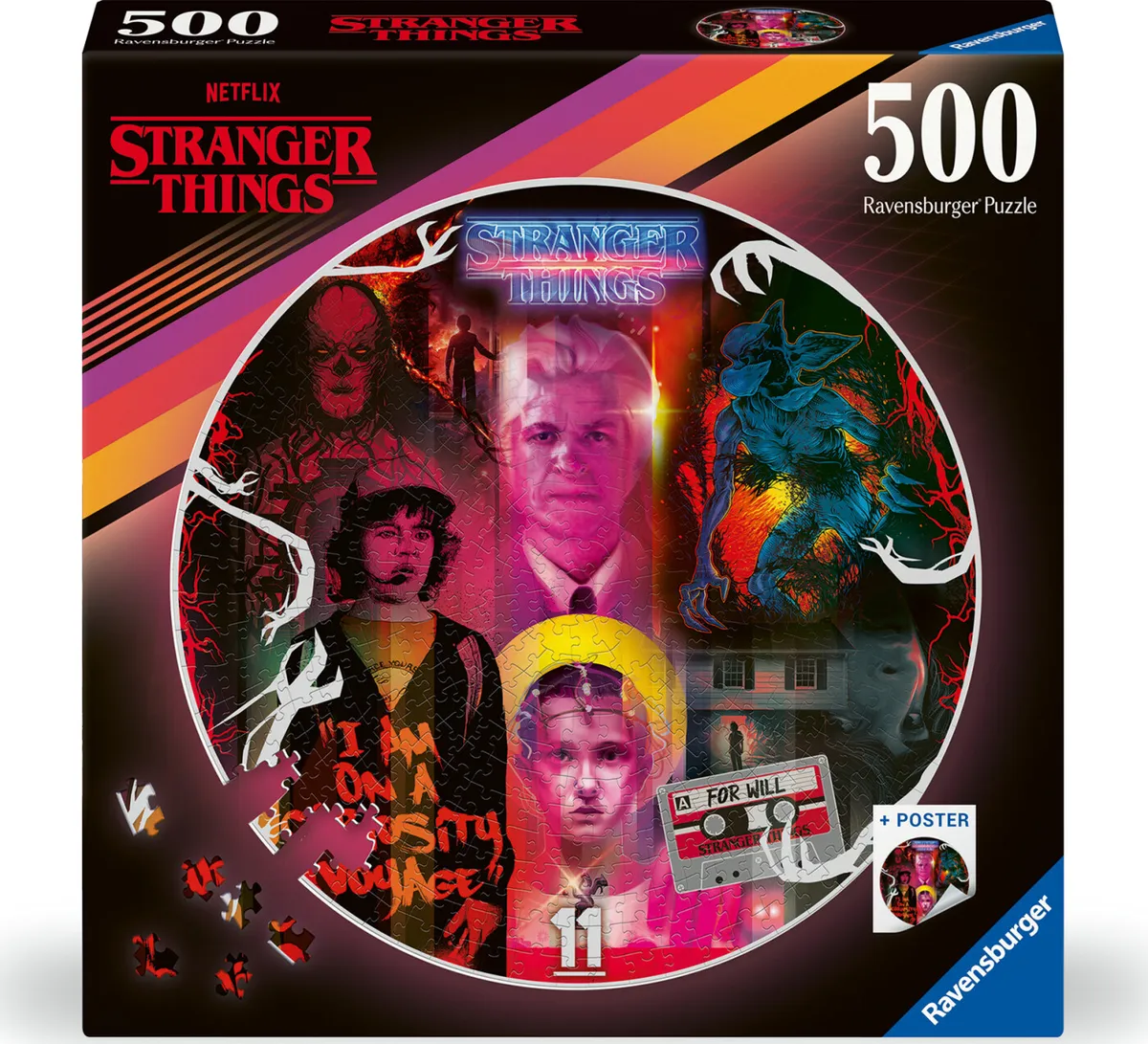 Stranger Things Puslespil - Rundt - 500 Brikker - Ravensburger