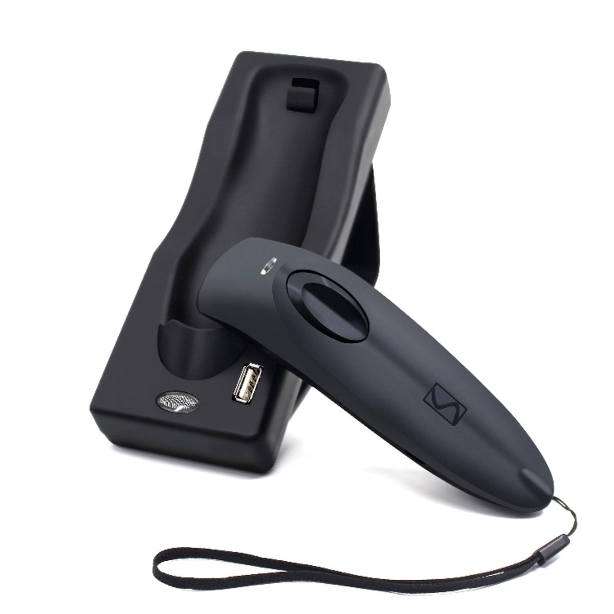 Stregkodescanner R40 - 2D - Bluetooth / 2.4Ghz / USB - Med opladningsholder - Sort