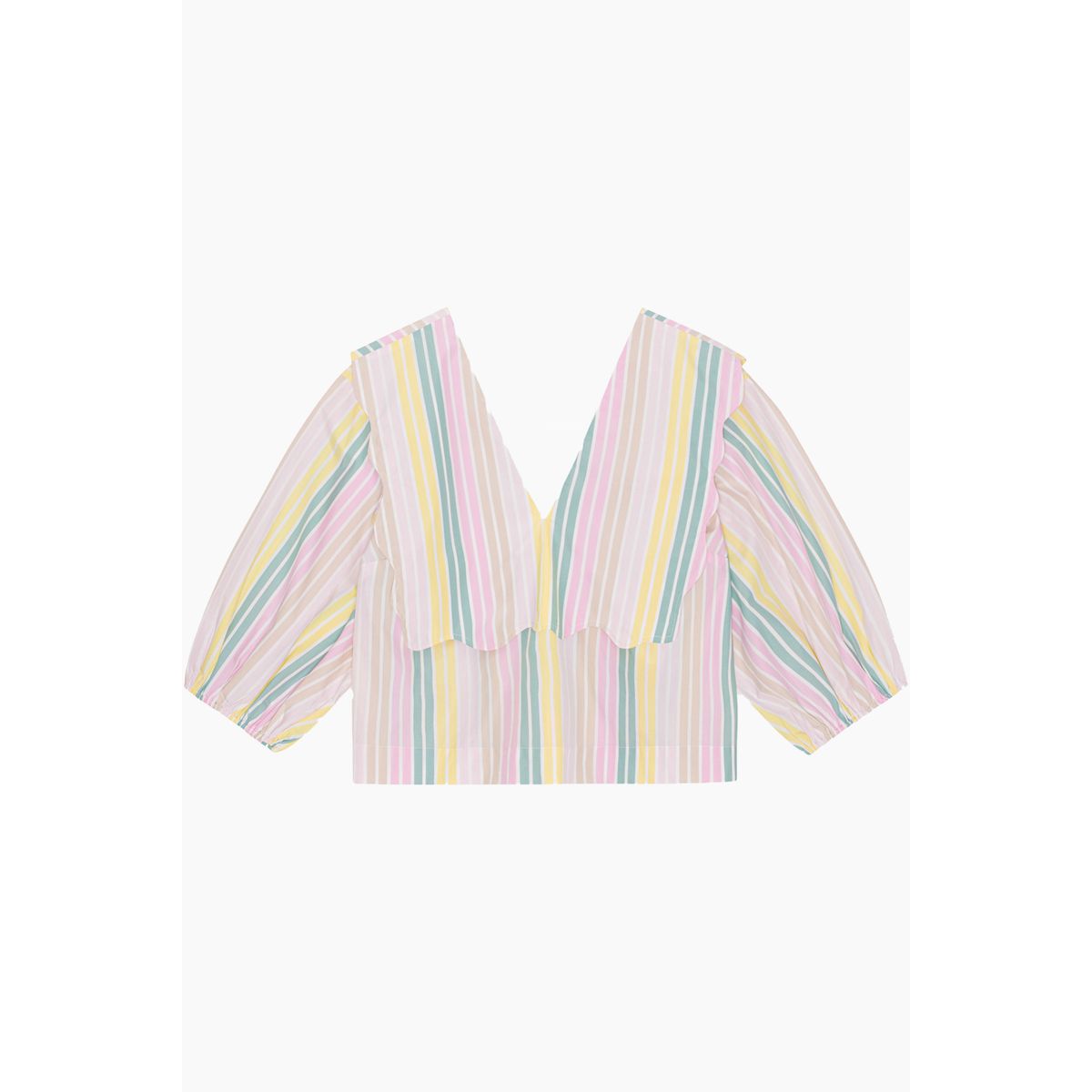 Stripe Cotton Rhythm Collar Blouse F7767 - Multicolour - GANNI - Stribet S