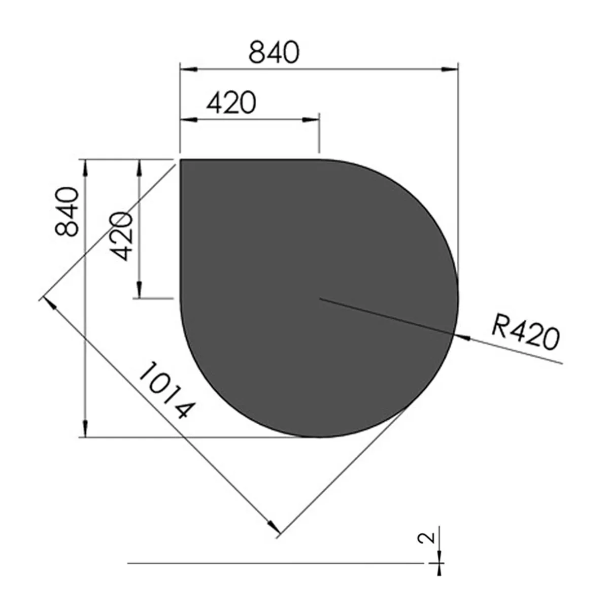 Stålgulvplade Dråbe Sort - 84 x 84 cm