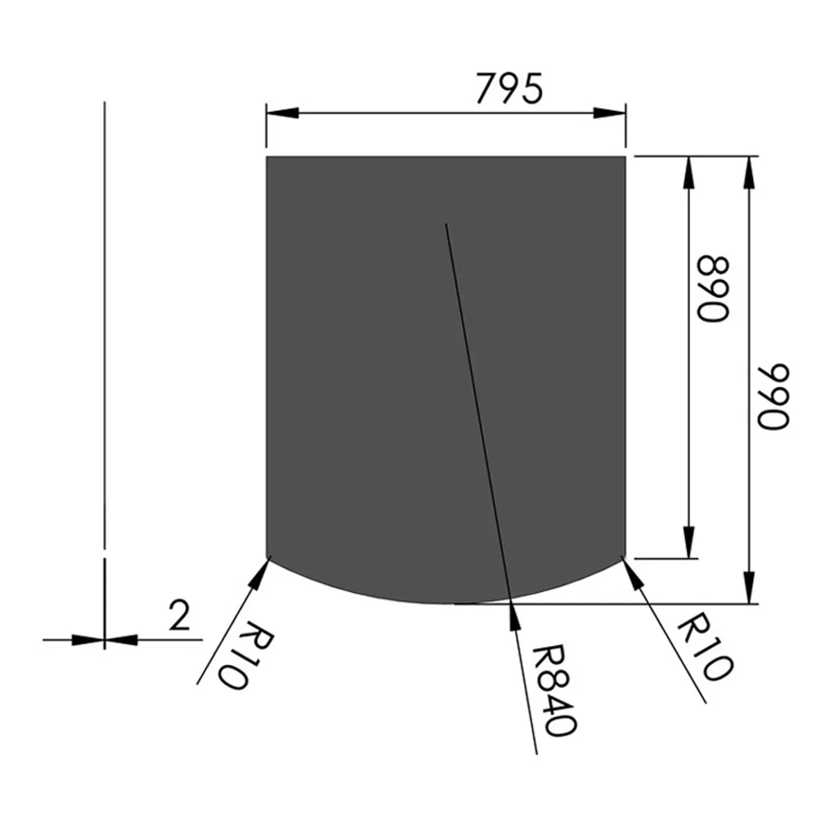 Stålgulvplade Flad Bue Sort - 80 x 100 cm