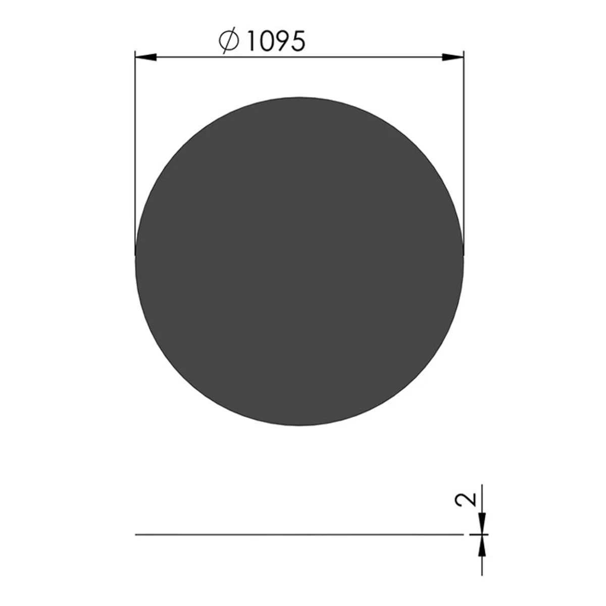 Stålplade Cirkel Sort Ø110cm