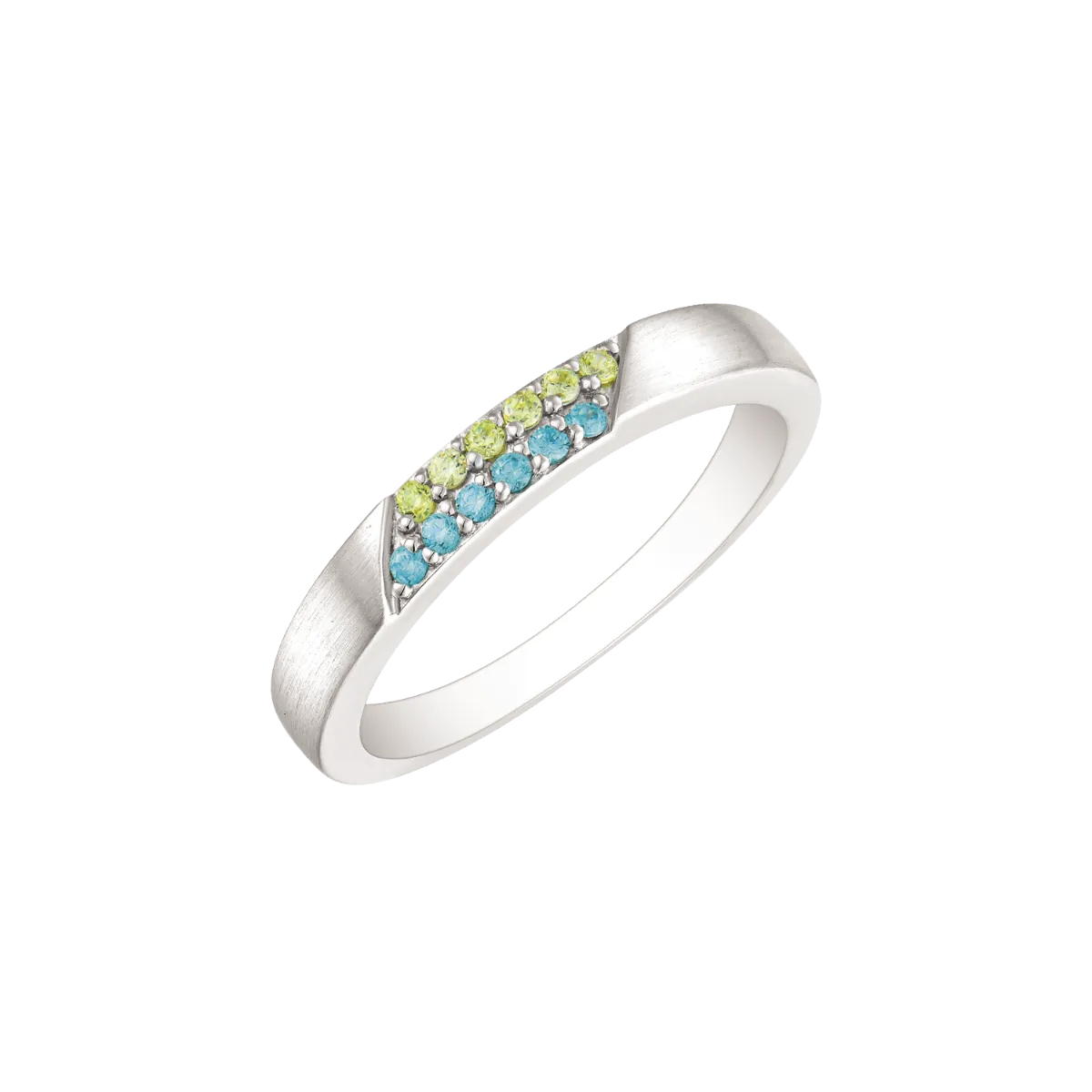 Støvring Design Rhodineret Sølv Ring med Peridot Og Topas