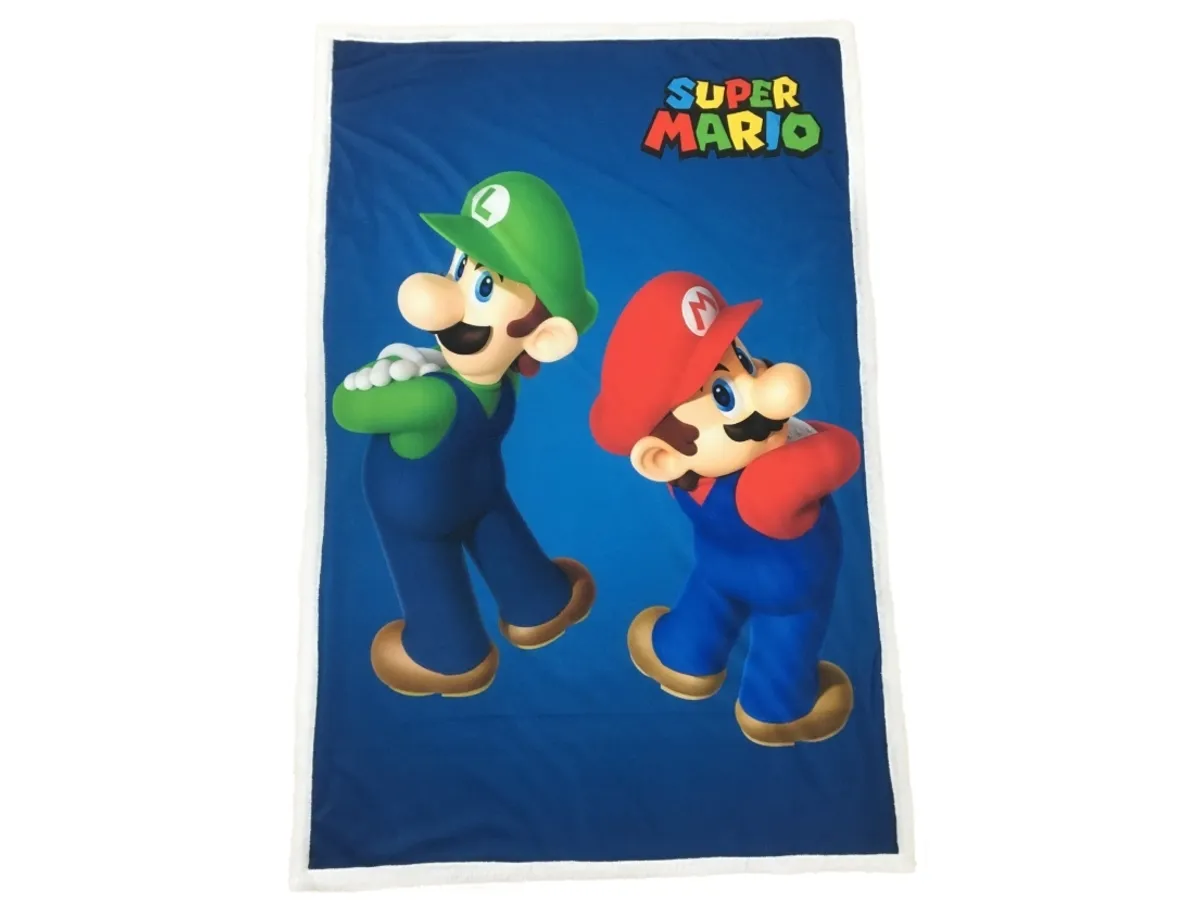 Super Mario Sherpa Fleece Tæppe - 100 X 150 Cm