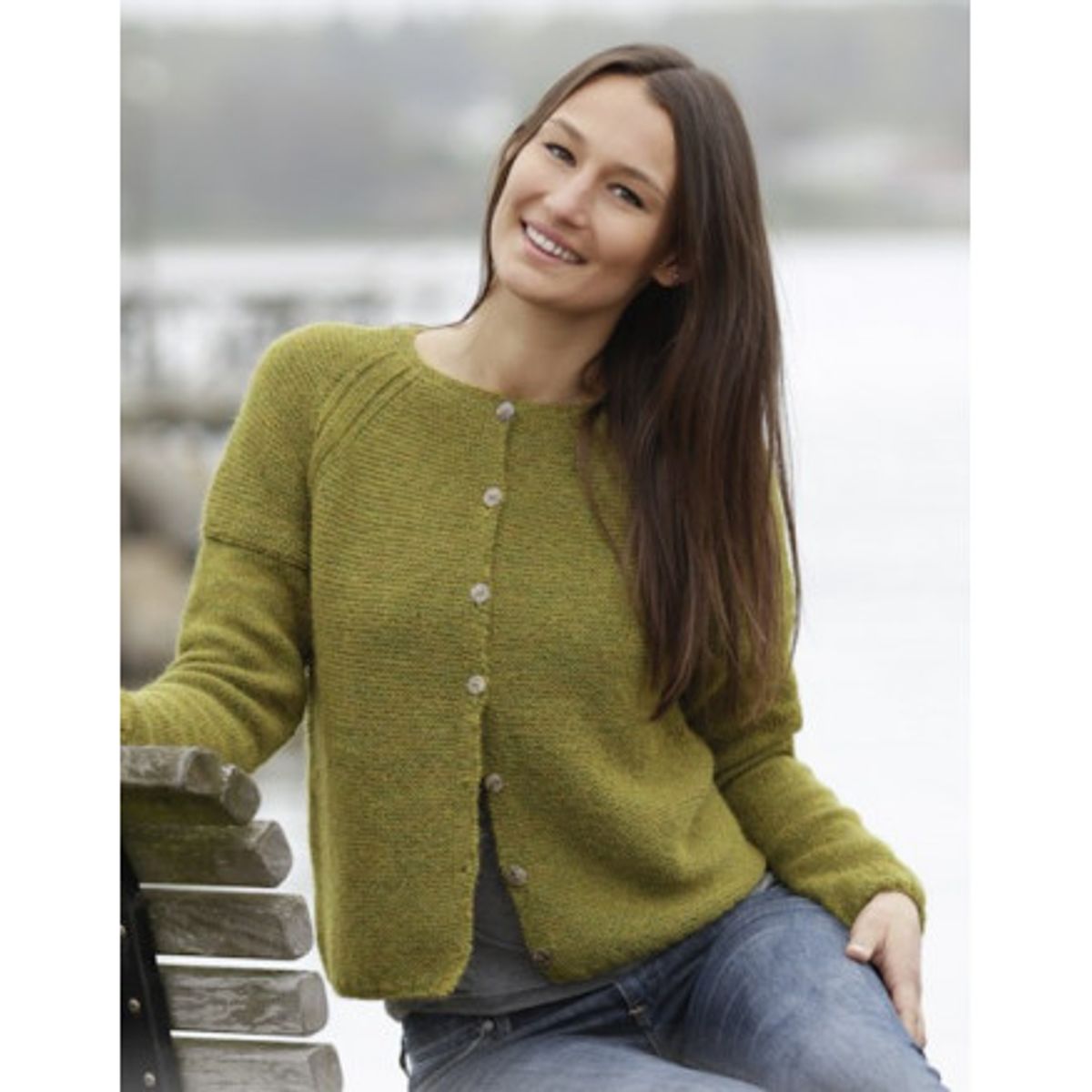 Sweet Olivia Cardigan by DROPS Design - Jakke Strikkeopskrift str. S - - Large