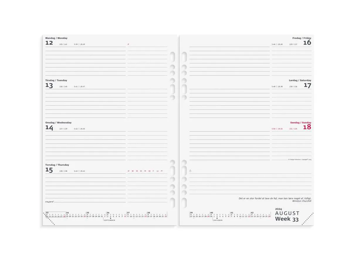 System A5 International Ugekalender Tværf. Refill 2024
